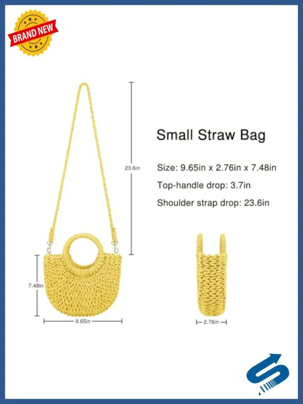 Straw Beach Bag Woven Crossbody Shoulder Tote Satchel Handbag for Summer